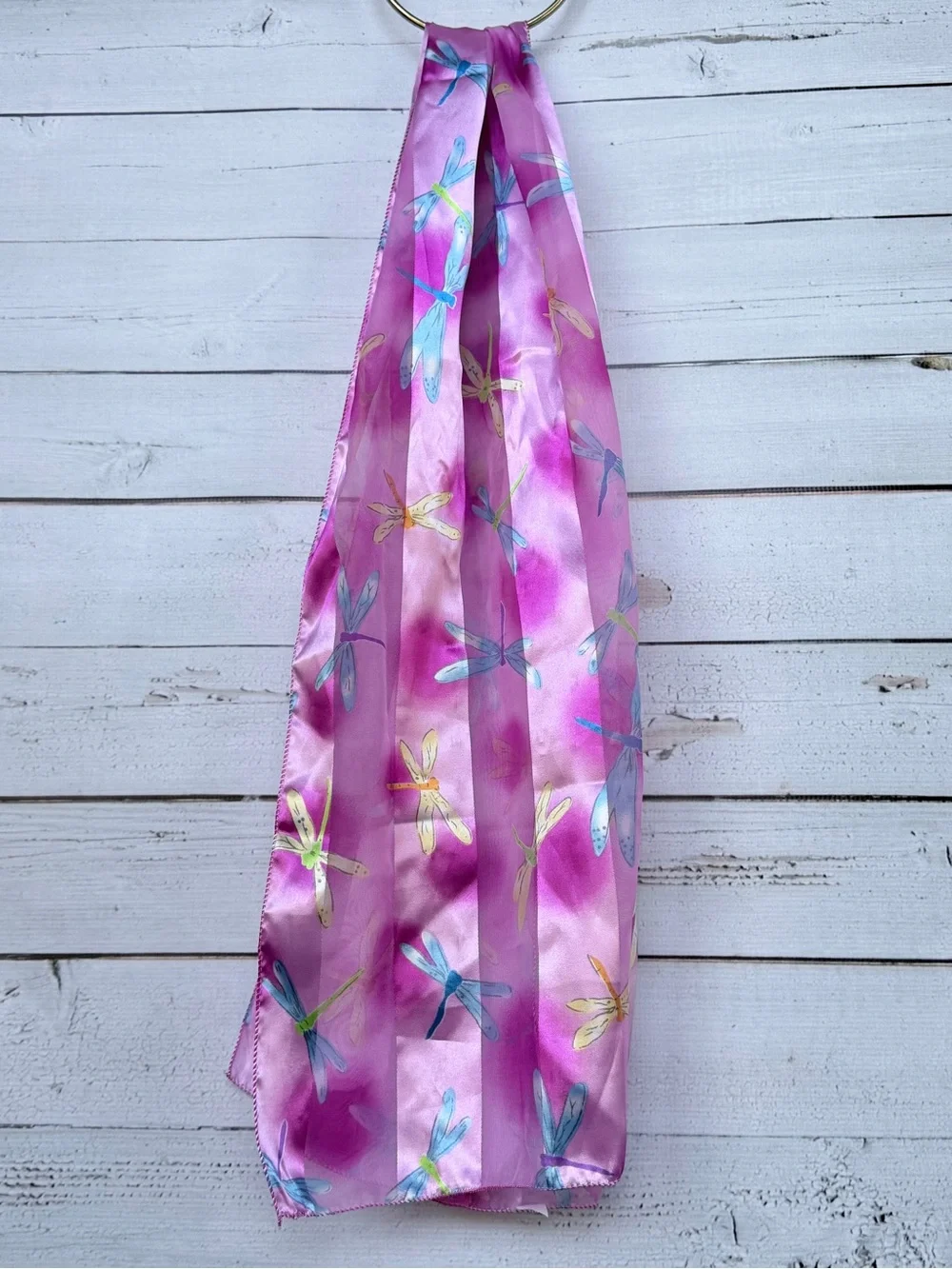 Pink Dragonfly Satin Scarf Belt